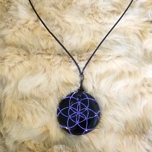 Jewelry - Flower of Life Dichroic Glass Pendant Necklace